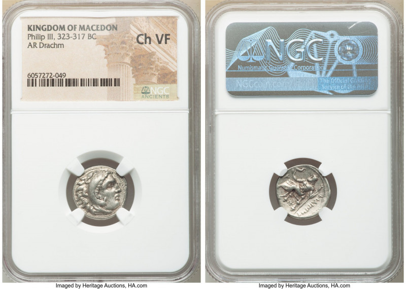 MACEDONIAN KINGDOM. Philip III Arrhidaeus (323-317 BC). AR drachm (16mm, 1h). NG...