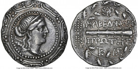 MACEDON UNDER ROME. First Meris. Ca. 167-148 BC. AR tetradrachm (30mm, 16.82 gm, 11h). NGC Choice VF 4/5 - 3/5. Diademed and draped bust of Artemis ri...