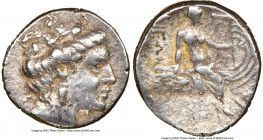 EUBOEA. Histiaea. Ca. 3rd-2nd centuries BC. AR tetrobol (14mm, 10h). NGC Choice VF. Head of nymph right, wearing vine-leaf crown, earring and necklace...