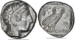 ATTICA. Athens. Ca. 440-404 BC. AR tetradrachm (24mm, 17.16 gm, 8h). NGC Choice AU 5/5 - 3/5. Mid-mass coinage issue. Head of Athena right, wearing ea...