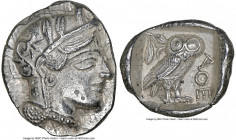 ATTICA. Athens. Ca. 440-404 BC. AR tetradrachm (27mm, 17.15 gm, 10h). NGC Choice AU 4/5 - 2/5. Mid-mass coinage issue. Head of Athena right, wearing e...