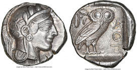 ATTICA. Athens. Ca. 440-404 BC. AR tetradrachm (24mm, 17.19 gm, 3h). NGC AU 5/5 - 5/5. Mid-mass coinage issue. Head of Athena right, wearing earring, ...