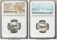 ATTICA. Athens. Ca. 440-404 BC. AR tetradrachm (25mm, 17.17 gm, 2h). NGC AU 5/5 - 4/5. Mid-mass coinage issue. Head of Athena right, wearing earring, ...