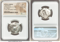 ATTICA. Athens. Ca. 440-404 BC. AR tetradrachm (24mm, 17.21 gm, 5h). NGC AU 4/5 - 4/5. Mid-mass coinage issue. Head of Athena right, wearing earring, ...
