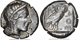 ATTICA. Athens. Ca. 440-404 BC. AR tetradrachm (25mm, 17.13 gm, 3h). NGC Choice XF 5/5 - 3/5. Mid-mass coinage issue. Head of Athena right, wearing ea...