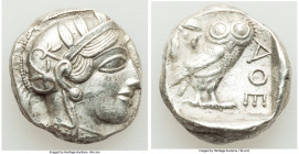ATTICA. Athens. Ca. 440-404 BC. AR tetradrachm (24mm, 17.09 gm, 8h). XF. Mid-mass coinage issue. Head of Athena right, wearing earring, necklace, and ...