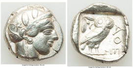 ATTICA. Athens. Ca. 440-404 BC. AR tetradrachm (24mm, 17.16 gm, 3h). VF. Mid-mass coinage issue. Head of Athena right, wearing earring, necklace, and ...