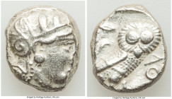 ATTICA. Athens. Ca. 393-294 BC. AR tetradrachm (23mm, 16.75 gm, 7h). VF, graffiti, porosity. Late mass coinage issue. Head of Athena with eye in true ...