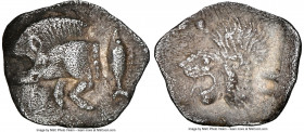 MYSIA. Cyzicus. Ca. 5th century BC. AR hemiobol(?) (10mm, 0.35 gm, 12h). NGC Choice XF 5/5 - 2/5. Forepart of boar left with pelleted truncation; tunn...