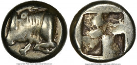 IONIA. Phocaea. Ca. 477-388 BC. EL sixth stater or hecte (10mm, 2.50 gm). NGC Fine 5/5 - 5/5. Forepart of bull running left, seal right above / Quadri...