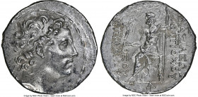 SELEUCID KINGDOM. Antiochus IV Epiphanes (175-164 BC). AR tetradrachm (31mm, 12h). NGC XF. Antioch on the Orontes, ca. 173/2-169/8 BC. Diademed head o...