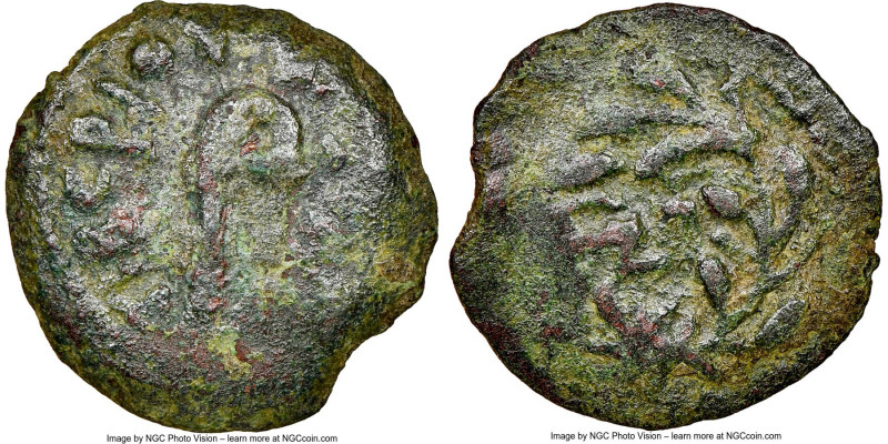 JUDAEA. Roman Procurators. Pontius Pilate (AD 26-36). AE prutah (16mm, 10h). NGC...