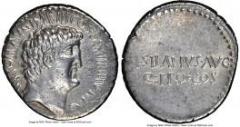 Marc Antony, as Imperator and Triumvir (43-30 BC). AR denarius (19mm, 3.86 gm, 2h). NGC XF 5/5 - 4/5. Military mint traveling with Antony, 33/2 BC, M....