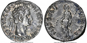Nerva (AD 96-98). AR denarius (18mm, 3.21 gm, 6h). NGC Choice XF 4/5 - 2/5. Rome, AD 97. IMP NERVA CAES AVG-P M TR P COS III P P, laureate head of Ner...