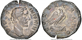 Divus Antoninus Pius (AD 138-161). AR denarius (18mm, 2.88 gm, 6h). NGC XF 5/5 - 3/5. Rome, AD 161. DIVVS-ANTONINVS, bare head of Divus Antoninus Pius...