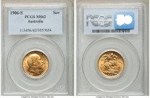 Edward VII gold Sovereign 1906-S MS62 PCGS, Sydney mint, KM15. AGW 0.2355 oz. 

HID09801242017

© 2020 Heritage Auctions | All Rights Reserved