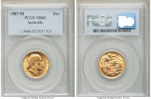 Edward VII gold Sovereign 1907-M MS62 PCGS, Melbourne mint, KM15. AGW 0.2355 oz. 

HID09801242017

© 2020 Heritage Auctions | All Rights Reserved