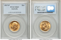 George V gold Sovereign 1917-P MS63 PCGS, Perth mint, KM29. AGW 0.2355 oz. 

HID09801242017

© 2020 Heritage Auctions | All Rights Reserved