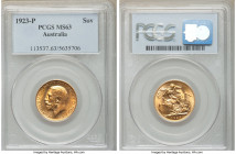 George V gold Sovereign 1923-P MS63 PCGS, Perth mint, KM29. AGW 0.2355 oz. 

HID09801242017

© 2020 Heritage Auctions | All Rights Reserved
