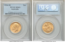 George V gold Sovereign 1924-M MS63 PCGS, Melbourne mint, KM29. AGW 0.2355 oz. 

HID09801242017

© 2020 Heritage Auctions | All Rights Reserved