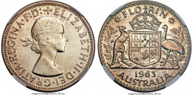 Elizabeth II 6-Piece Certified silver & bronze Proof Set 1963 NGC, 1) 1/2 Penny - PR65 Red, KM61 2) Penny - PR65 Red, KM56 3) 3 Pence - PR67, KM57 4) ...