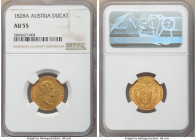 Franz II (I) gold Ducat 1828-A AU55 NGC, Vienna mint, KM2171, Fr-467. AGW 0.1107 oz. 

HID09801242017

© 2020 Heritage Auctions | All Rights Reser...