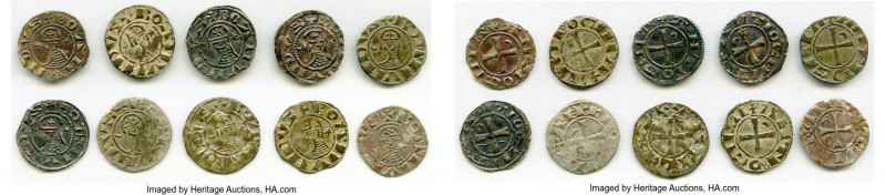 Principality of Antioch 10-Piece Lot of Uncertified Bohemond Era "Helmet" Denier...