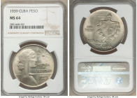 Republic "ABC" Peso 1939 MS64 NGC, Philadelphia mint, KM22. Last year of type. Lightly toned an olive-brown with a gold undertone, muted luster. 

H...