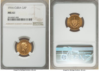 Republic gold 4 Pesos 1916 MS61 NGC, Philadelphia mint, KM18. AGW 0.1935 oz. 

HID09801242017

© 2020 Heritage Auctions | All Rights Reserved