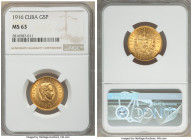 Republic gold 5 Pesos 1916 MS63 NGC, Philadelphia mint, KM19. AGW 0.2419 oz. 

HID09801242017

© 2020 Heritage Auctions | All Rights Reserved
