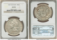 Republic Peso 1939 AU58 NGC, Philadelphia mint, KM22. Mintage: 15,000. Scarce two year type. 

HID09801242017

© 2020 Heritage Auctions | All Righ...
