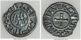 Carolingian. Charles the Bald (840-877) Denier ND (864-877) XF (Corrosion, Chipped), Orleans mint, Class 2, Dep-727. 19.8mm. 1.62gm. Flan edge chip. ...