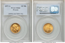 Prussia. Wilhelm I gold 10 Mark 1873-A MS66 PCGS, Berlin mint, KM502. Lustrous semi-Prooflike fields. AGW 0.1152 oz. 

HID09801242017

© 2020 Heri...