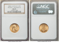 Prussia. Friedrich III gold 10 Mark 1888-A MS65 NGC, Berlin mint, KM514. Caramel toned periphery outlining saffron colored center.

HID09801242017
...