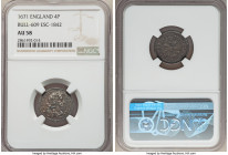 Charles II 4 Pence 1671 AU58 NGC, KM434, Bull-609, ESC-1842. Arsenic toning. 

HID09801242017

© 2020 Heritage Auctions | All Rights Reserved