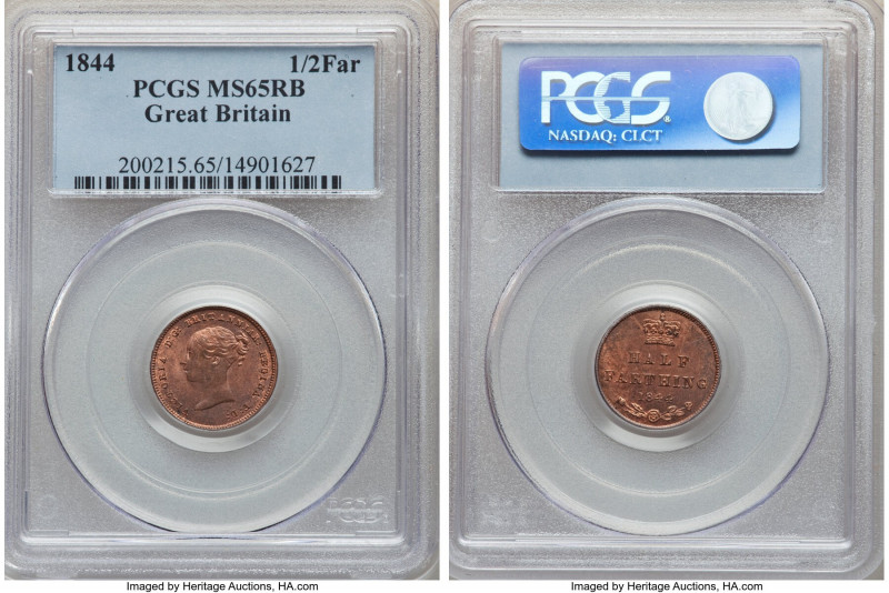 Victoria 1/2 Farthing 1844 MS65 Red and Brown PCGS, KM738, S-3951. 

HID098012...