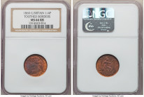 Victoria Farthing 1860 MS66 Red and Brown NGC, KM747.2, S-3958. Toothed border variety. Fiery red with cobalt tinted brown surface. .

HID0980124201...