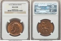 George V Penny 3-Piece Lot of Certified Assorted Pennies NGC, 1) Penny 1913 - MS65 Red and Brown, KM810 2) Penny 1927 - MS65 Red and Brown, KM826 3) 1...