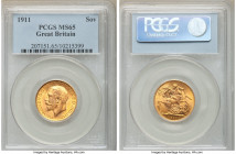 George V gold Sovereign 1911 MS65 PCGS, KM820. AGW 0.2355 oz. 

HID09801242017

© 2020 Heritage Auctions | All Rights Reserved