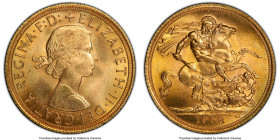 Elizabeth II gold Sovereign 1958 MS65 PCGS, KM908.S-4125 AGW 0.2355 oz. 

HID09801242017

© 2020 Heritage Auctions | All Rights Reserved