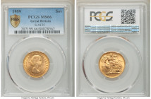 Elizabeth II gold Sovereign 1959 MS66 PCGS, KM908, S-4125. AGW 0.2355 oz. 

HID09801242017

© 2020 Heritage Auctions | All Rights Reserved