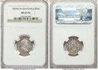 Ferdinand VII Real 1820 NG-M MS63 Prooflike NGC, Nueva Guatemala, KM66. Choice Brilliant Uncirculated and a very attractive representative of this Col...