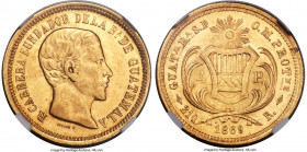 Republic gold 4 Pesos 1869-R MS62 NGC, Nueva Guatemala mint, KM187, Fr-43. Fully lustrous, with moderate handling marks. 

HID09801242017

© 2020 ...