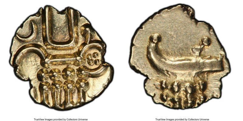 Cochin 10-Piece Lot of Certified gold Fanams ND (1795-1850) MS62 PCGS, KM10, Fr-...