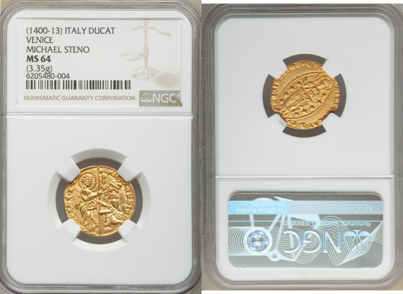 Venice. Michael Steno gold Ducat ND (1400-1413) MS64 NGC, Fr-1230. 3.35gm. MIChA...