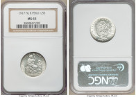 Republic 1/5 Sol 1917-FG-R MS65 NGC, Lima mint, KM205.2. Mintage: 20,000. Last year of type. 

HID09801242017

© 2020 Heritage Auctions | All Righ...