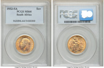 George V gold Sovereign 1932-SA MS64 PCGS, Pretoria mint, KM-A22. Last dated Sovereign of South Africa. Marigold color with milky toning. 

HID09801...