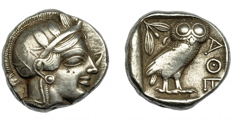 GRECIA ANTIGUA. ÁTICA. Atenas. Tetradracma (454-404 a.C.). A/ Cabeza de Atenea a...