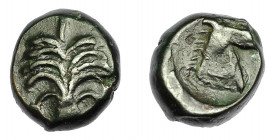 GRECIA ANTIGUA. ZEUGITANIA. Cartago. AE (350-320 a.C.). A/ Palmera con dos racimos de dátiles. R/ Cabeza de caballo a der. AE 5,56 g. 15,74 mm. COP-10...