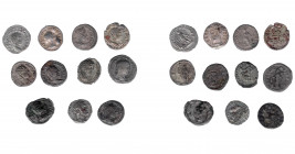 IMPERIO ROMANO. Lote de 11 denarios de Faustina II a Julia Mamea. BC-/MBC.